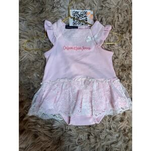 Calvin Klein Jeans Baby Girl Pink Lace Ruffle Dress SZ 0-3 mnths